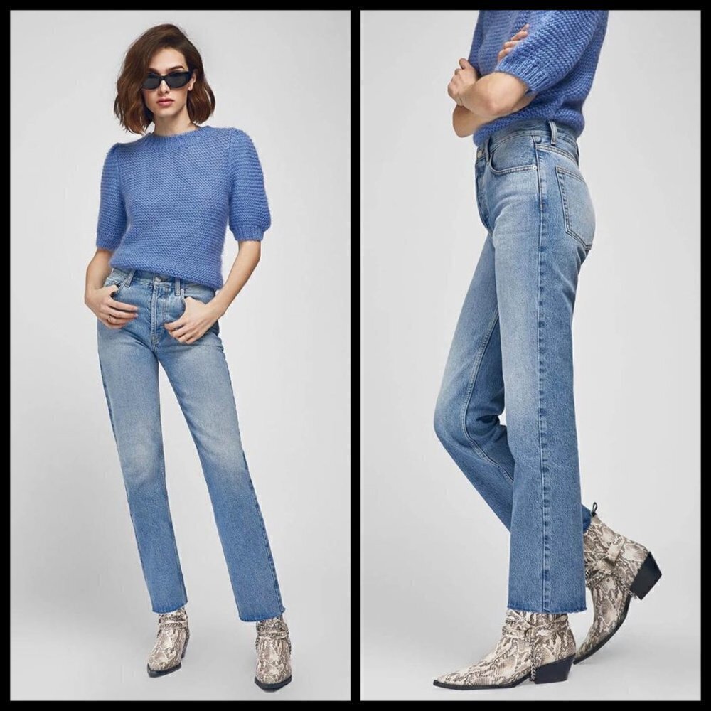 💕ANINE BING💕 Jackie Jean ~ Rodeo High Rise Straight Leg Jeans 24 NWT